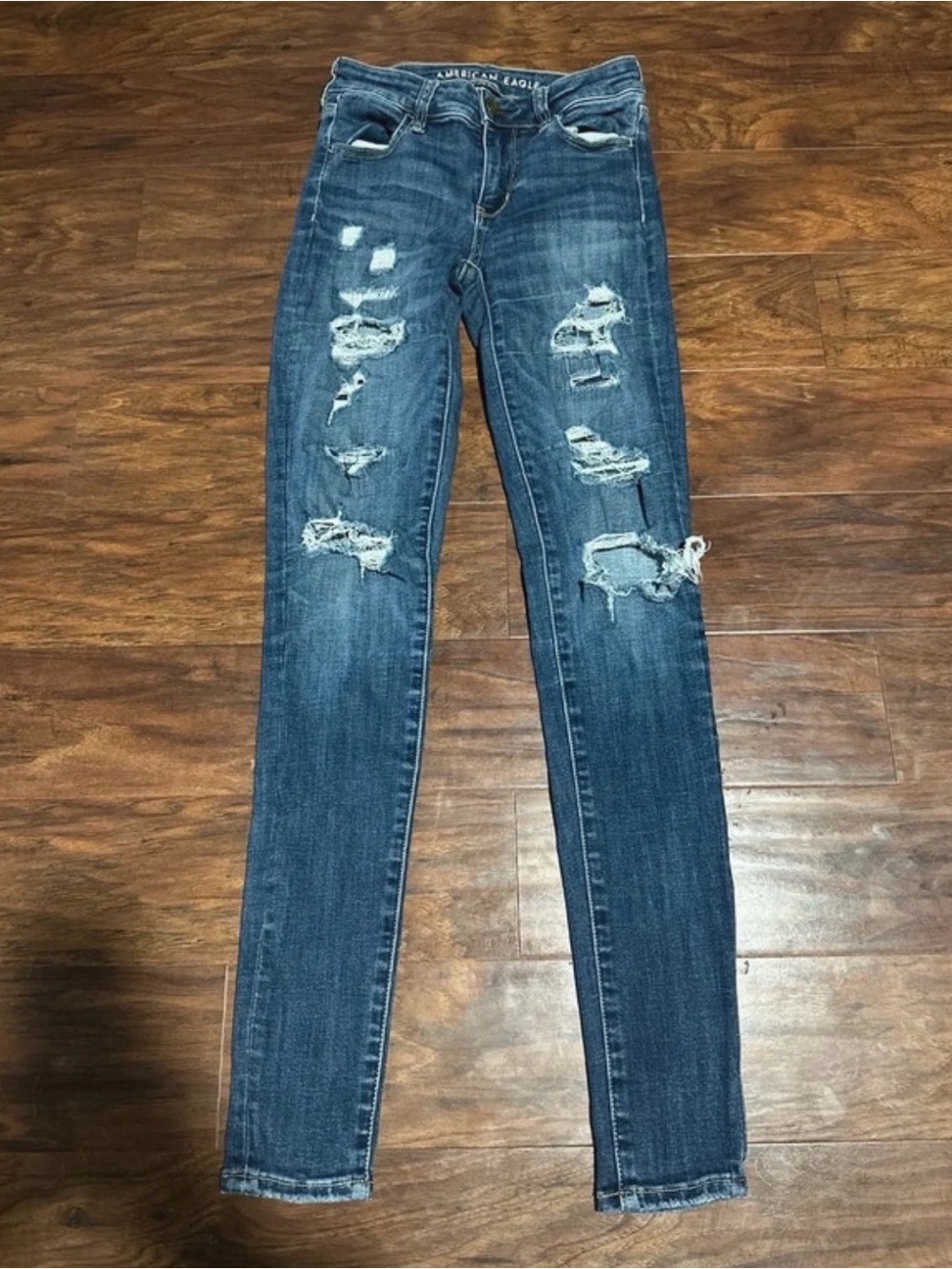American Eagle Outfitters Women’s Ripped Skinny Jeans - Blue